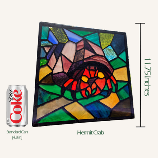 Mosaic Hermit Crab Stained Glass Panel