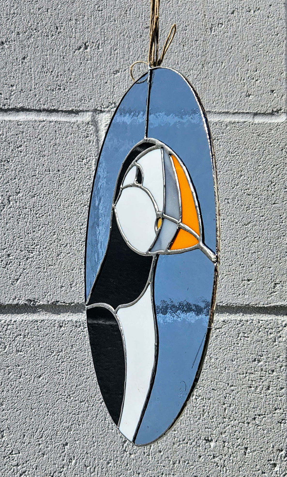 Puffin Portrait Stained Glass Panel