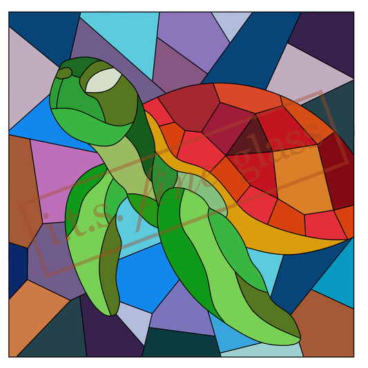 Mosaic Sea Turtle Stained Glass Pattern