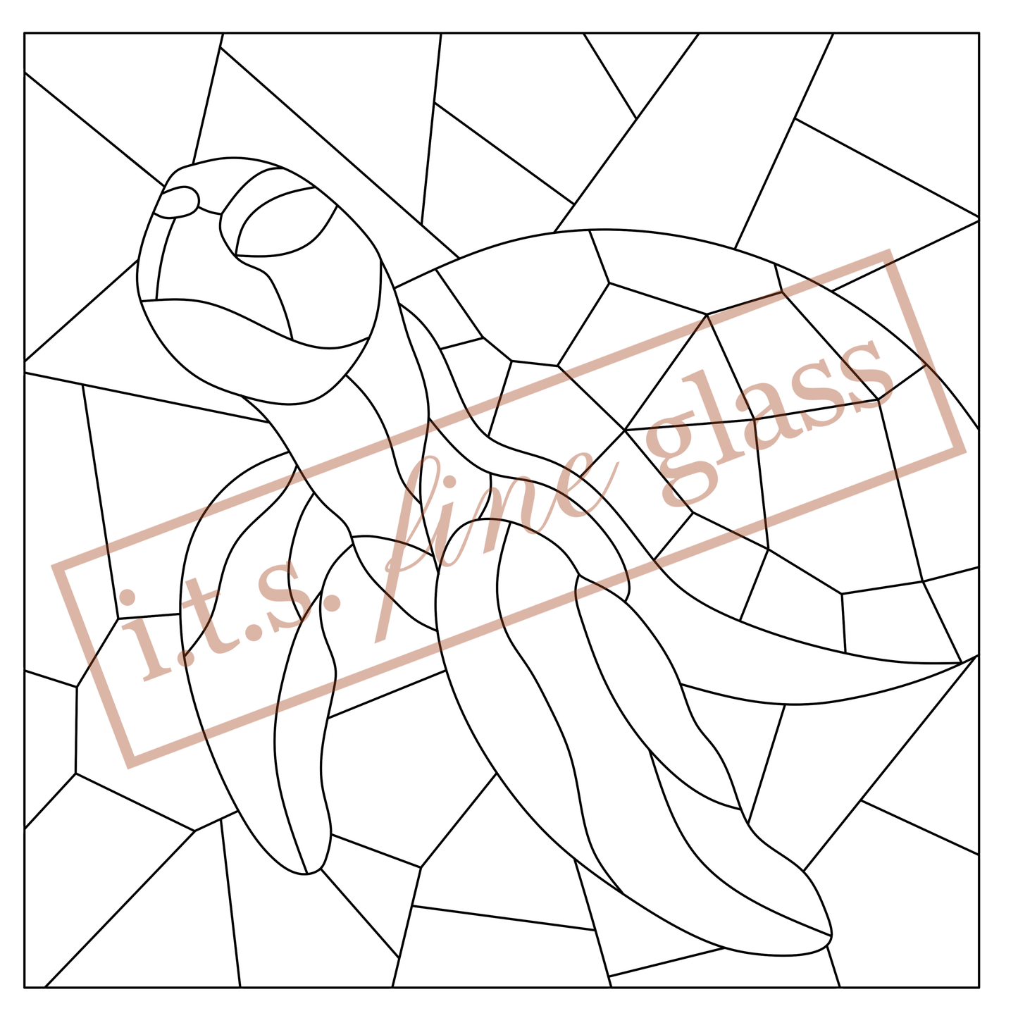 Mosaic Sea Turtle Stained Glass Pattern