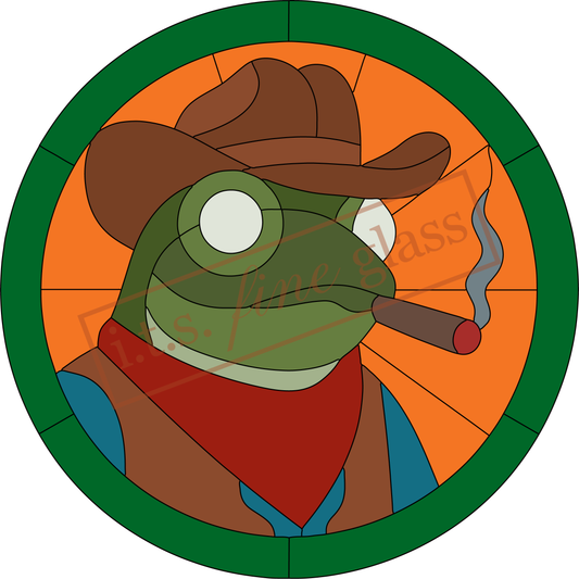 Smoking Cowboy Frog Stained Glass Pattern