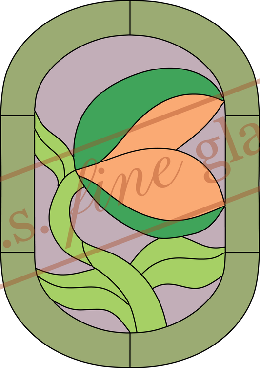 Venus Fly Trap Oval Stained Glass Pattern