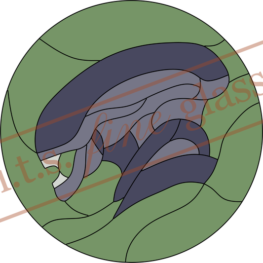 Xenomorph Profile Stained Glass Pattern