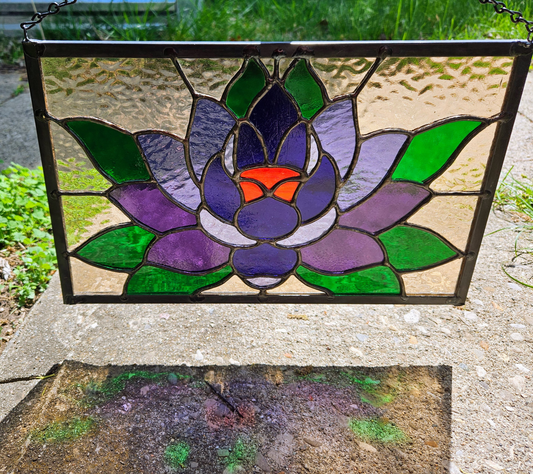 Black Lotus Stained Glass Panel