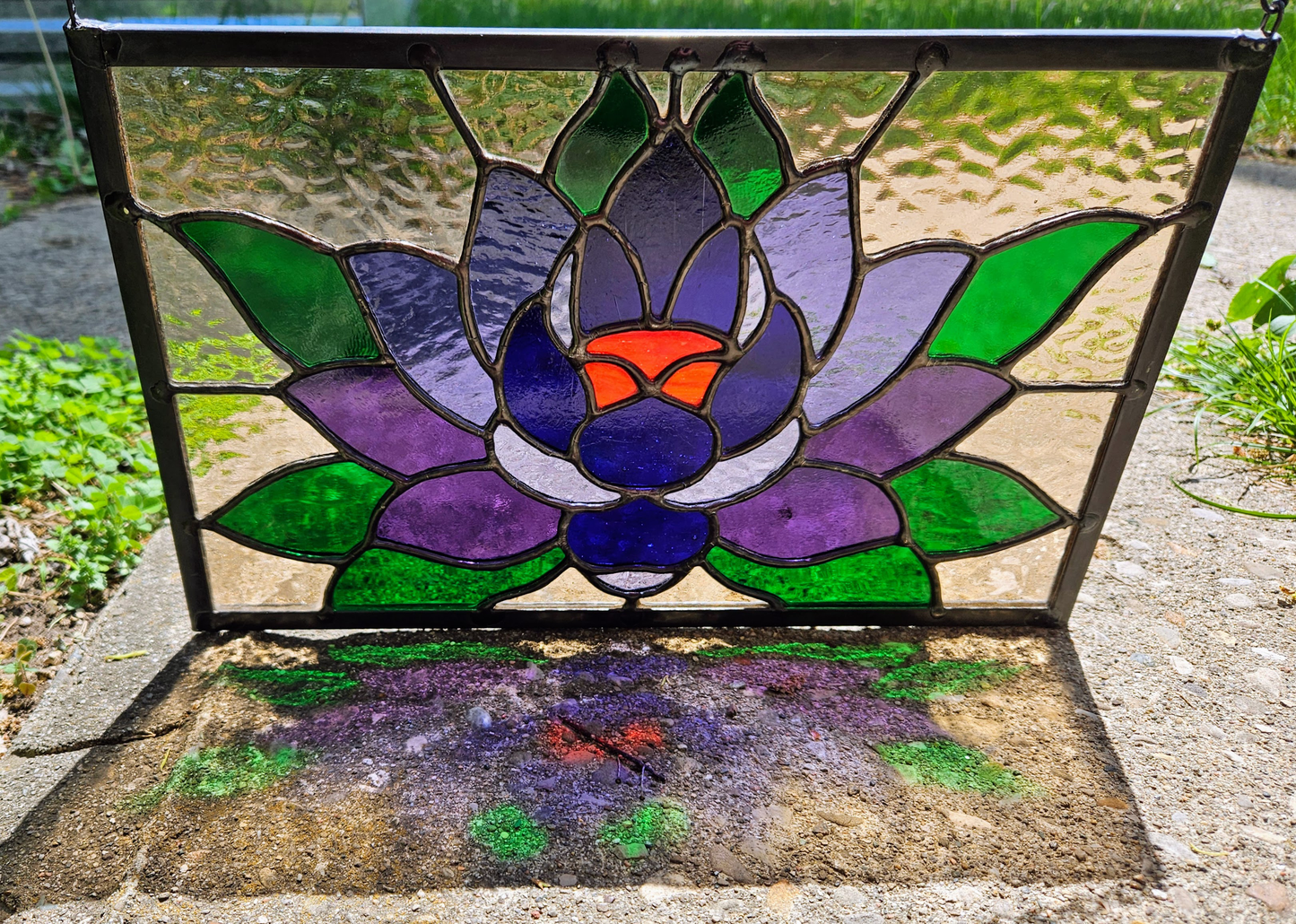 Black Lotus Stained Glass Panel
