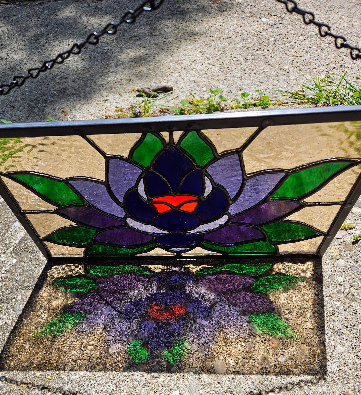 Black Lotus Stained Glass Panel