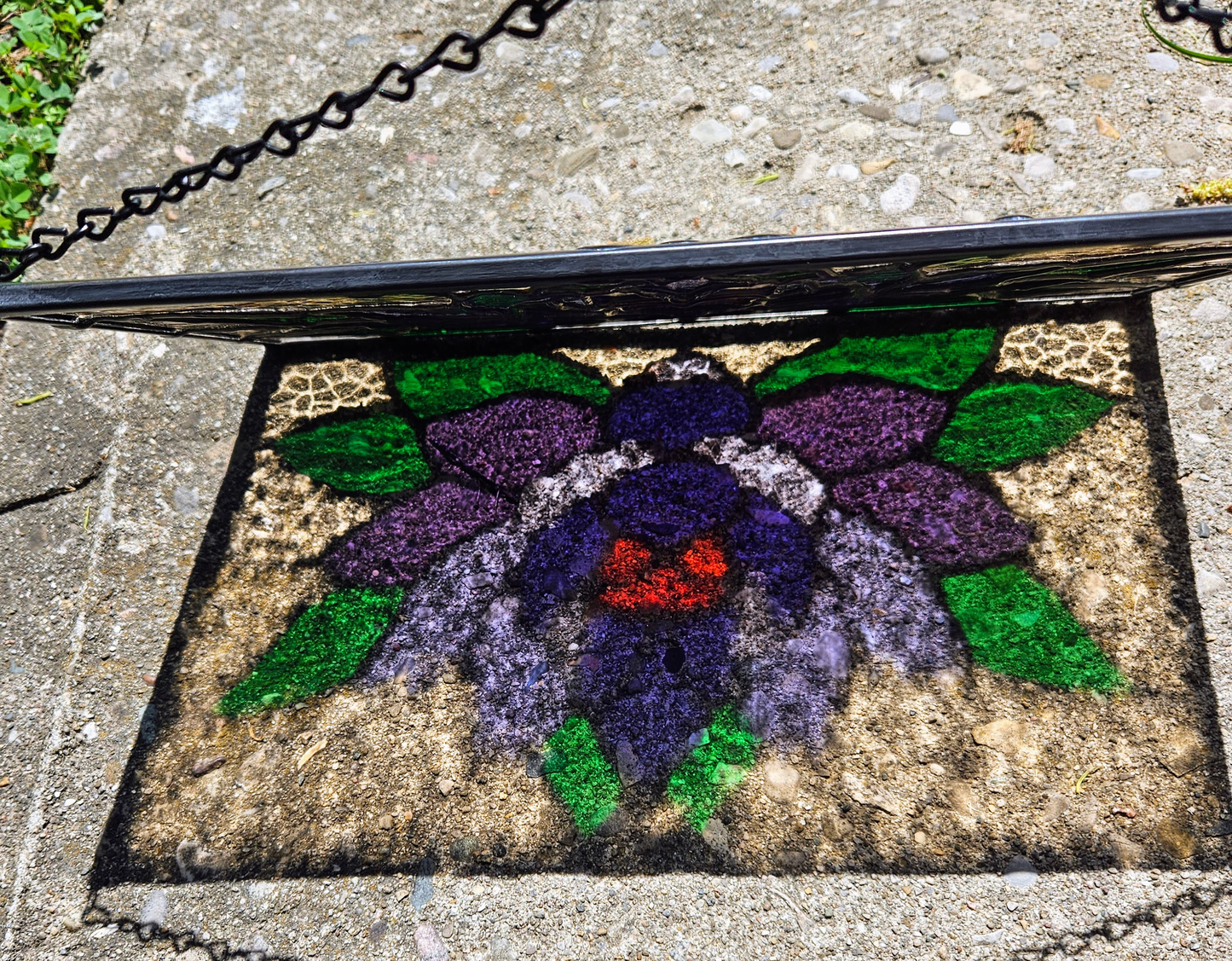 Black Lotus Stained Glass Panel