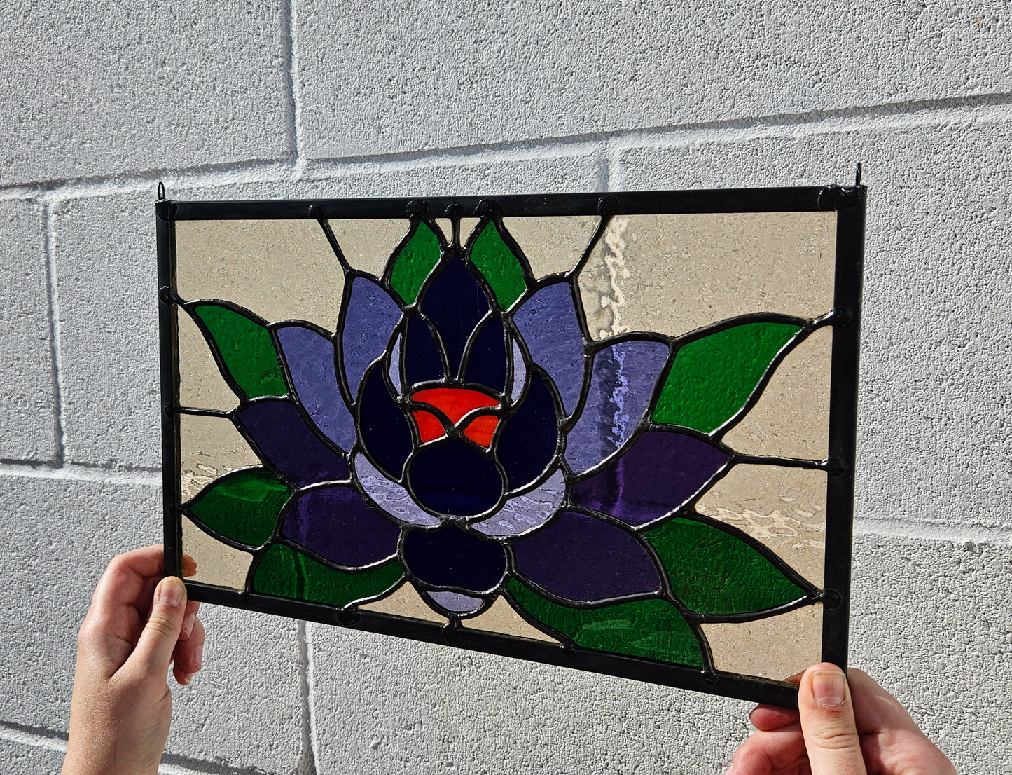 Black Lotus Stained Glass Panel