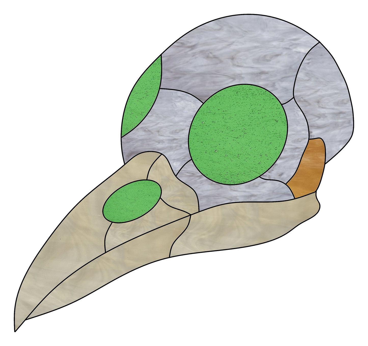 Stained Glass Pattern - Crow Skull, Digital Download