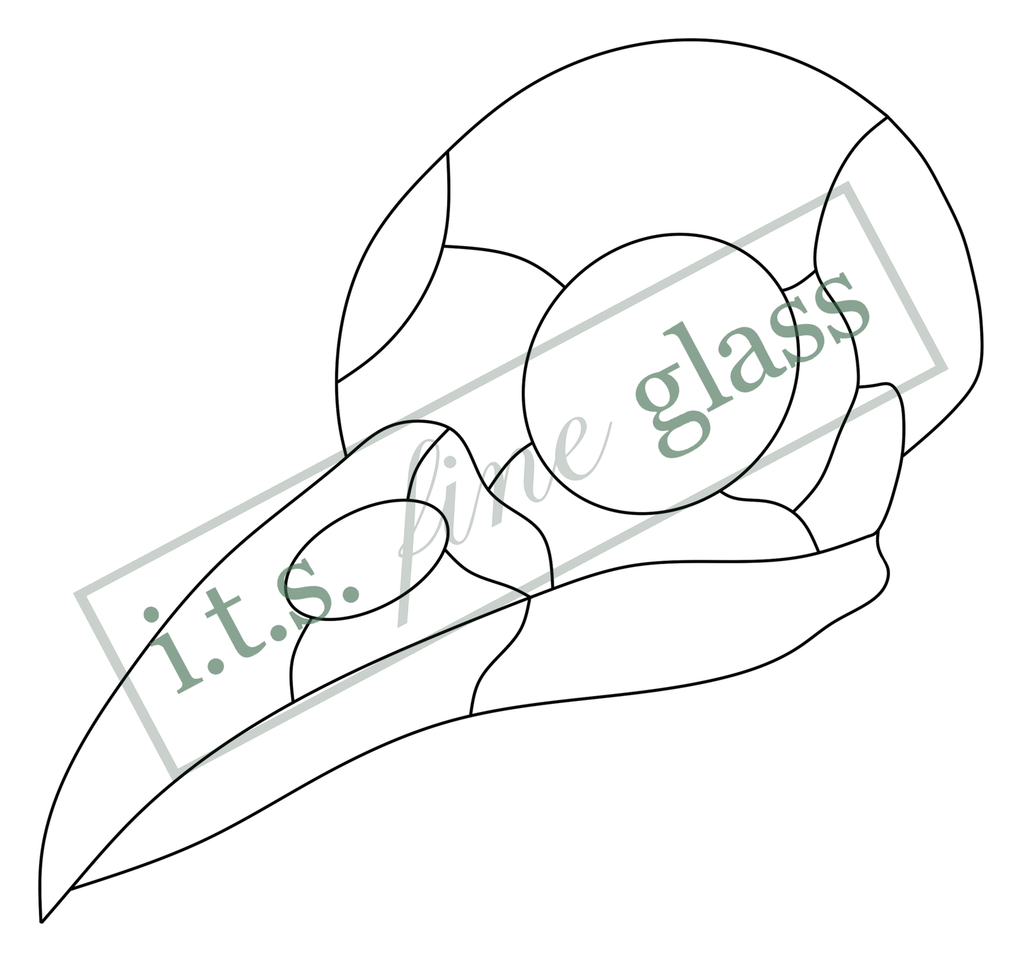 Stained Glass Pattern - Crow Skull, Digital Download
