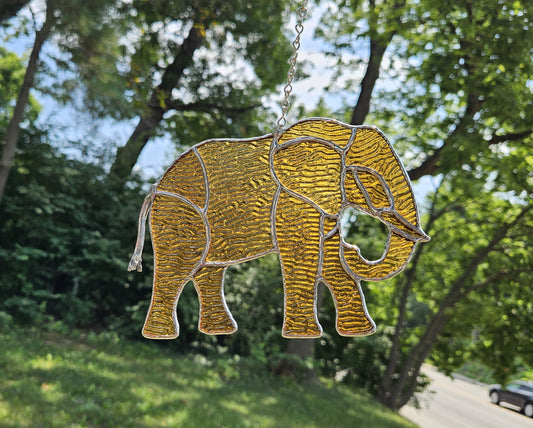 Handmade Stained Glass Suncatcher: Elephant (Various Colors)