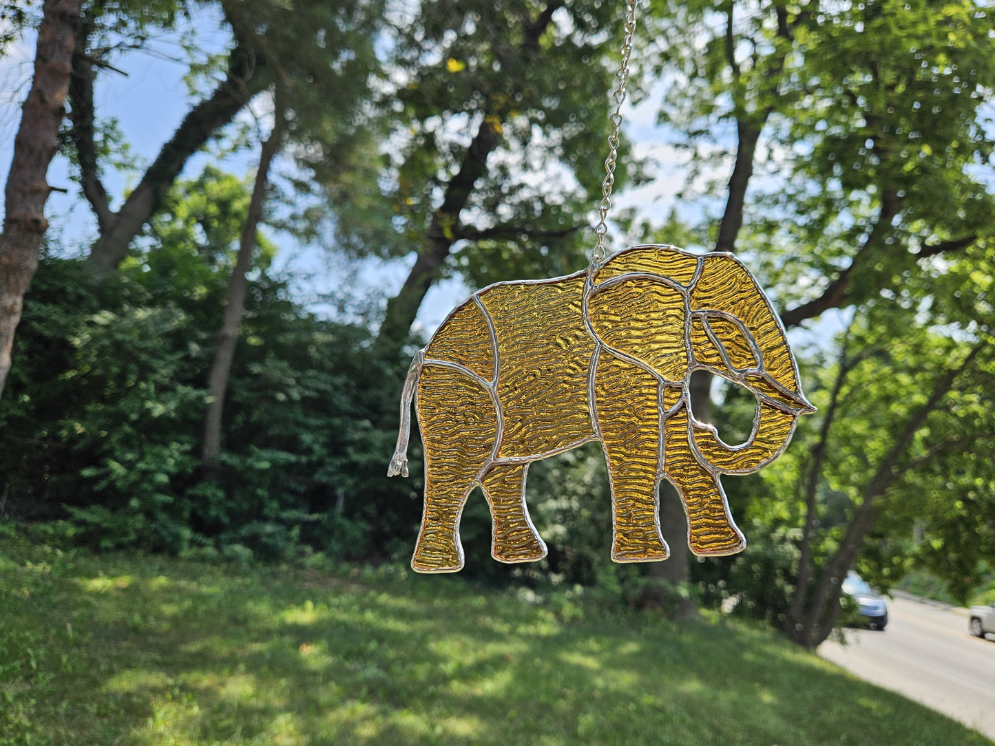 Handmade Stained Glass Suncatcher: Elephant (Various Colors)