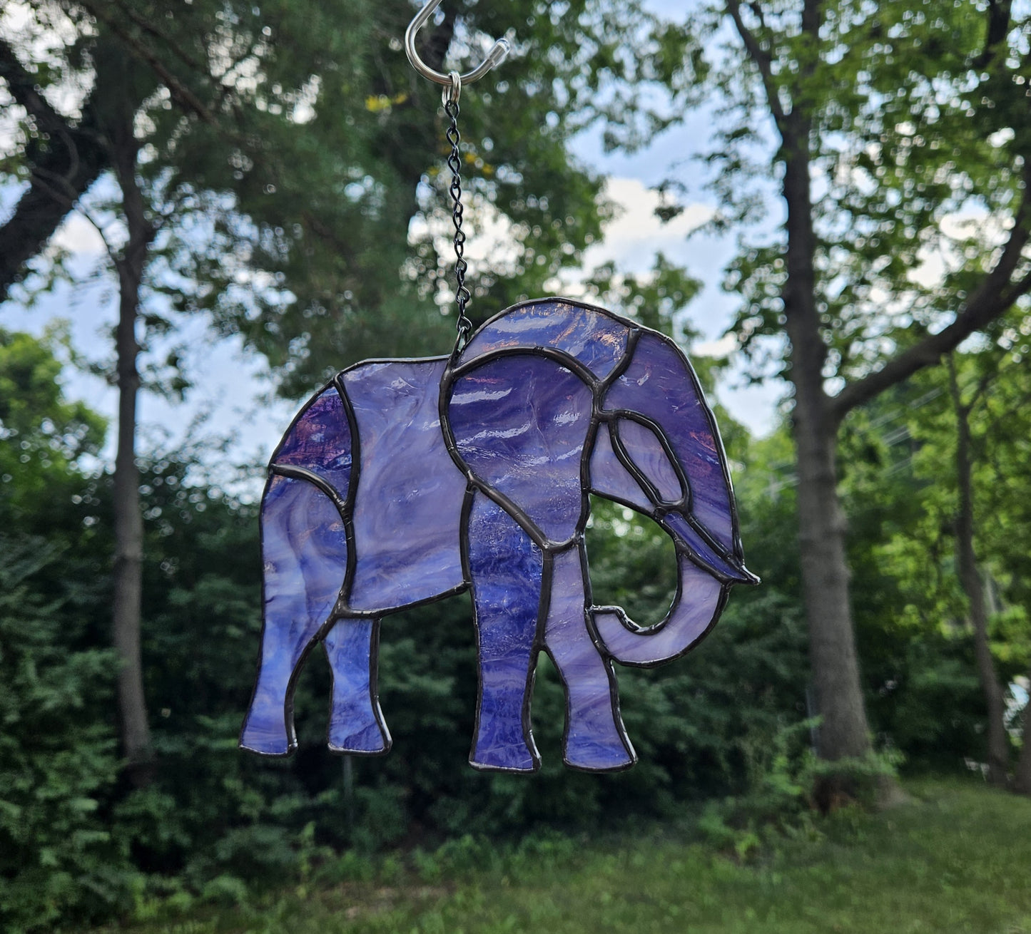 Handmade Stained Glass Suncatcher: Elephant (Various Colors)