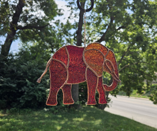 Handmade Stained Glass Suncatcher: Elephant (Various Colors)