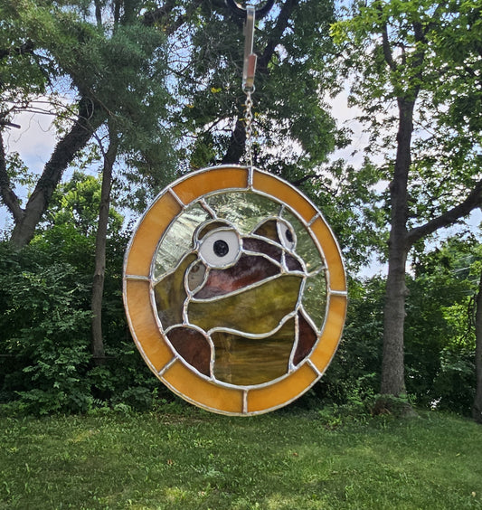 Handmade Stained Glass Suncatcher: Thicc Frog