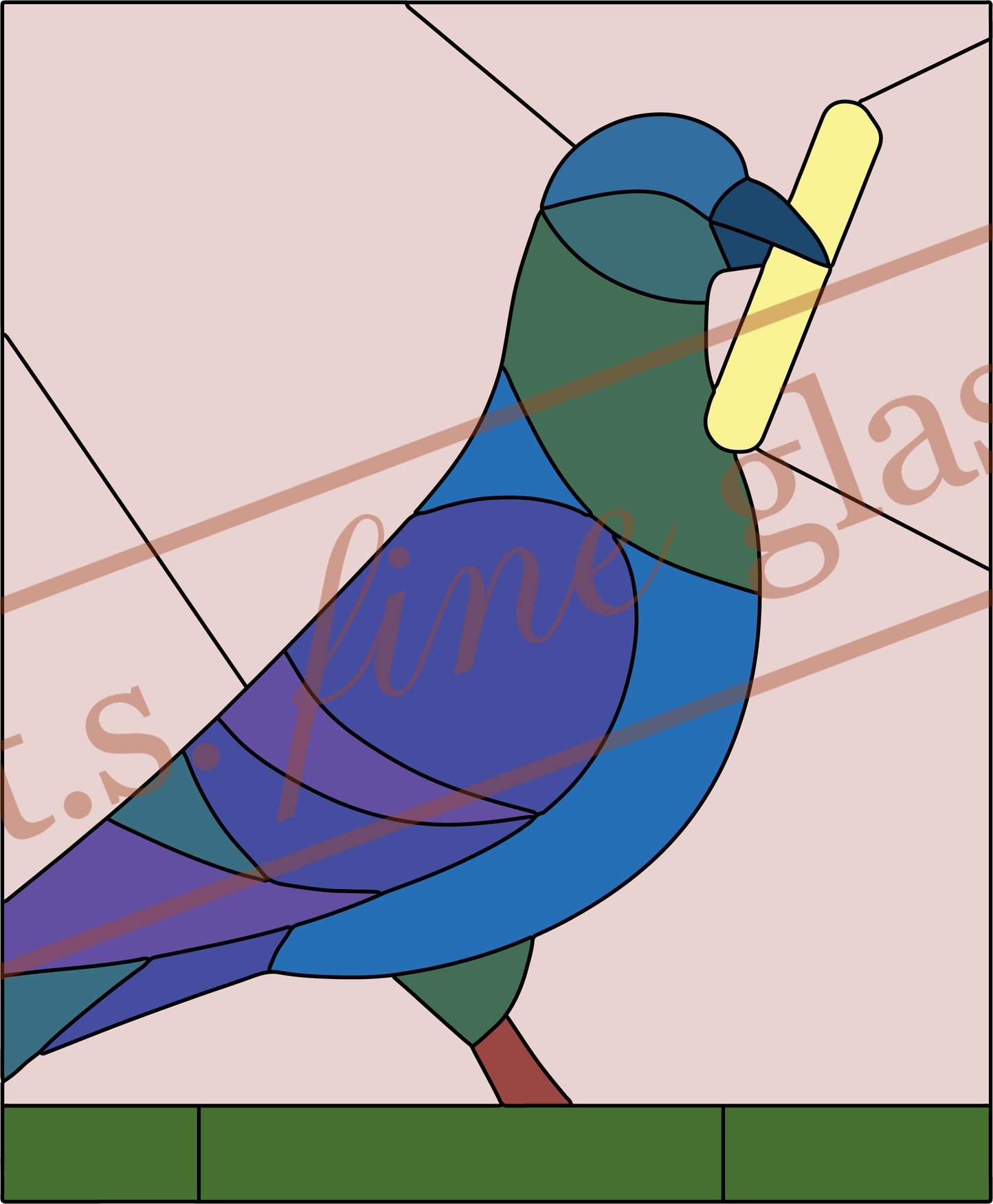 Pigeon With A French Fry Stained Glass Pattern
