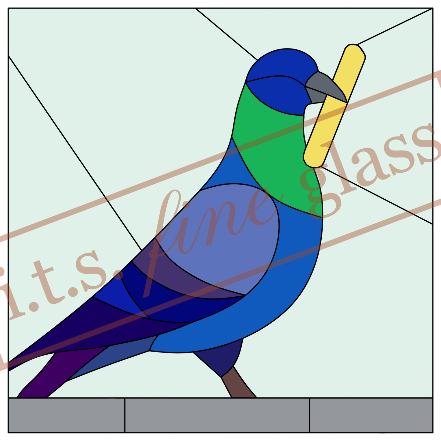 Pigeon With A French Fry Stained Glass Pattern