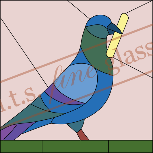 Pigeon With A French Fry Stained Glass Pattern