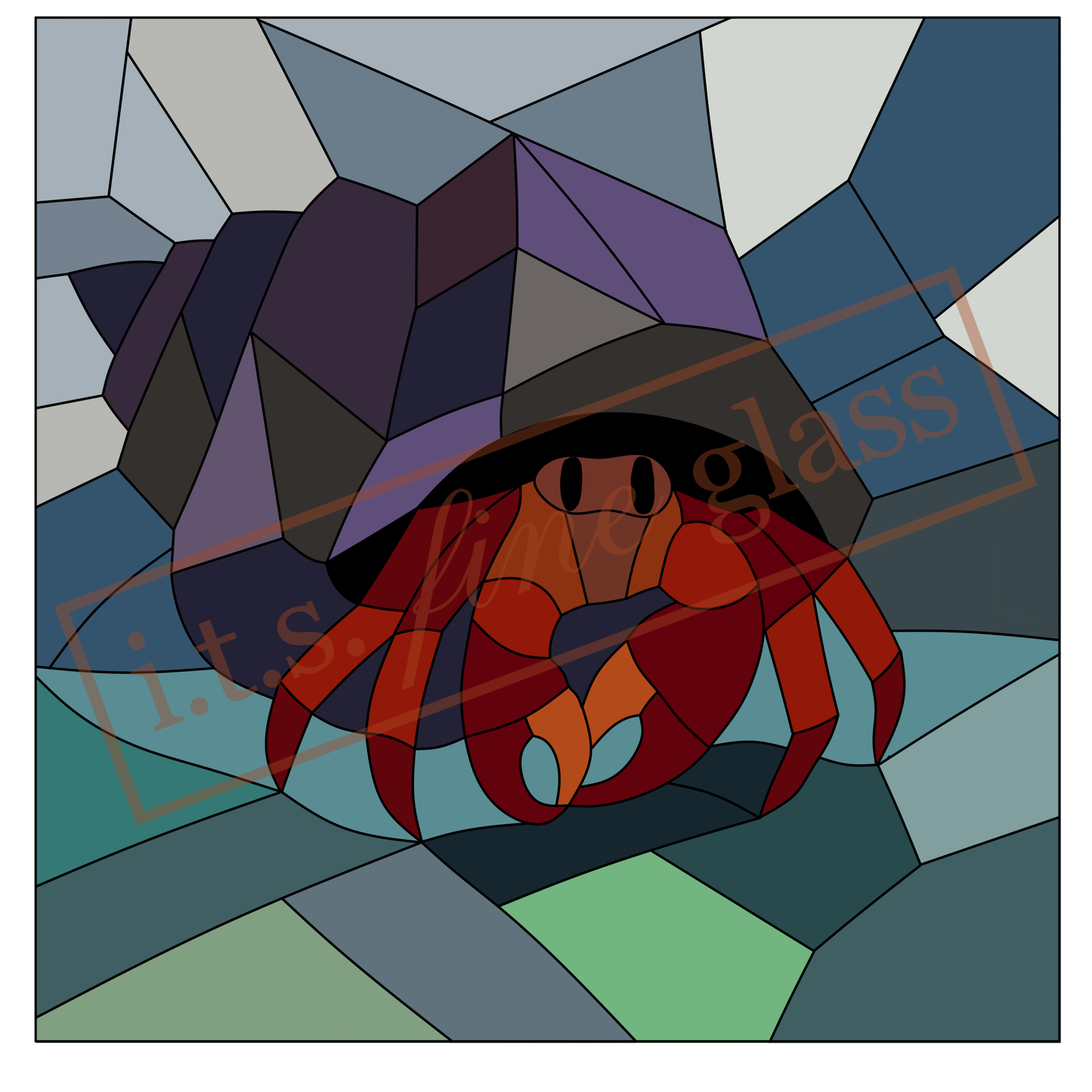 Mosaic Hermit Crab Stained Glass Pattern
