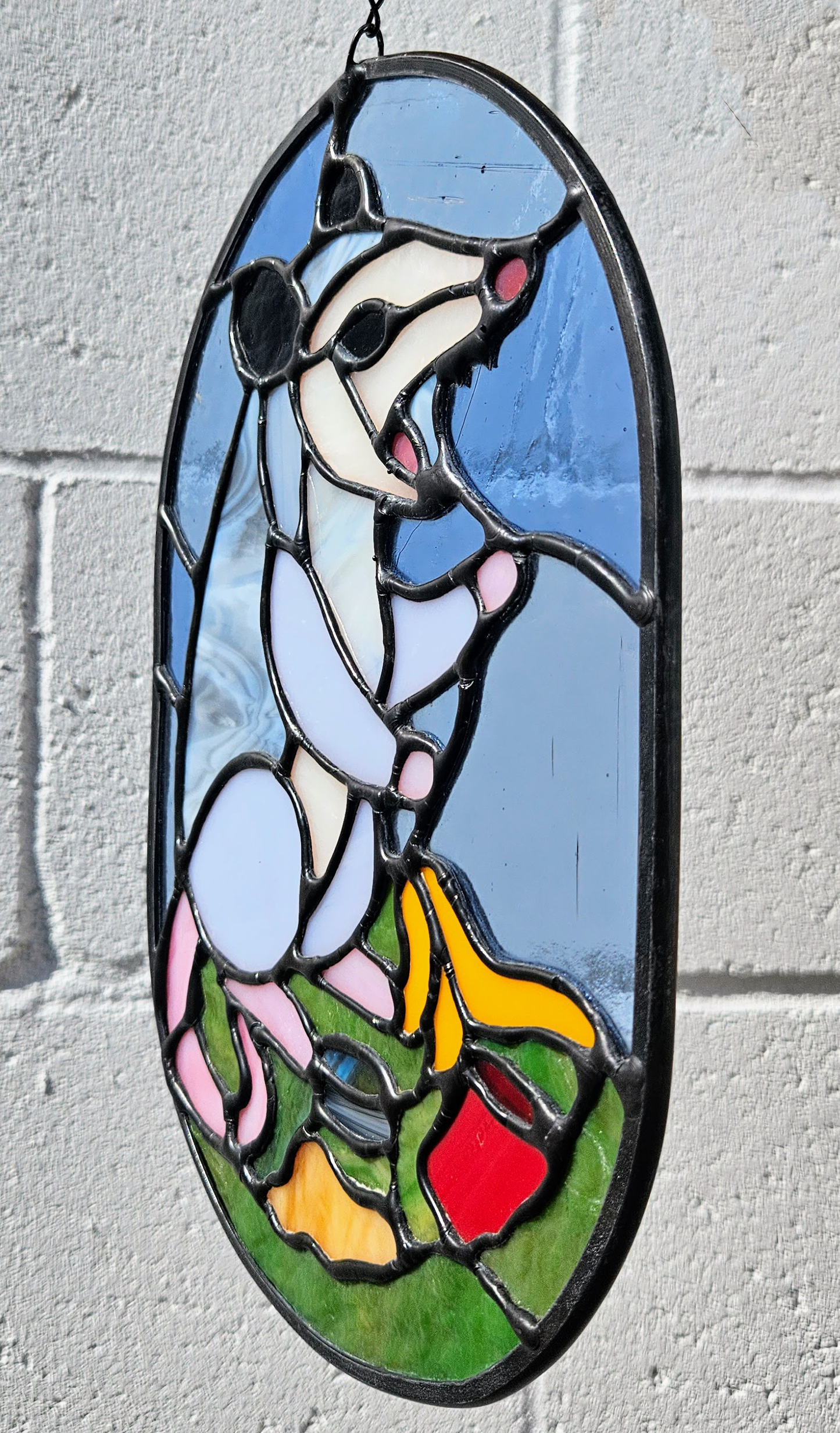 Opossum and Trash Stained Glass