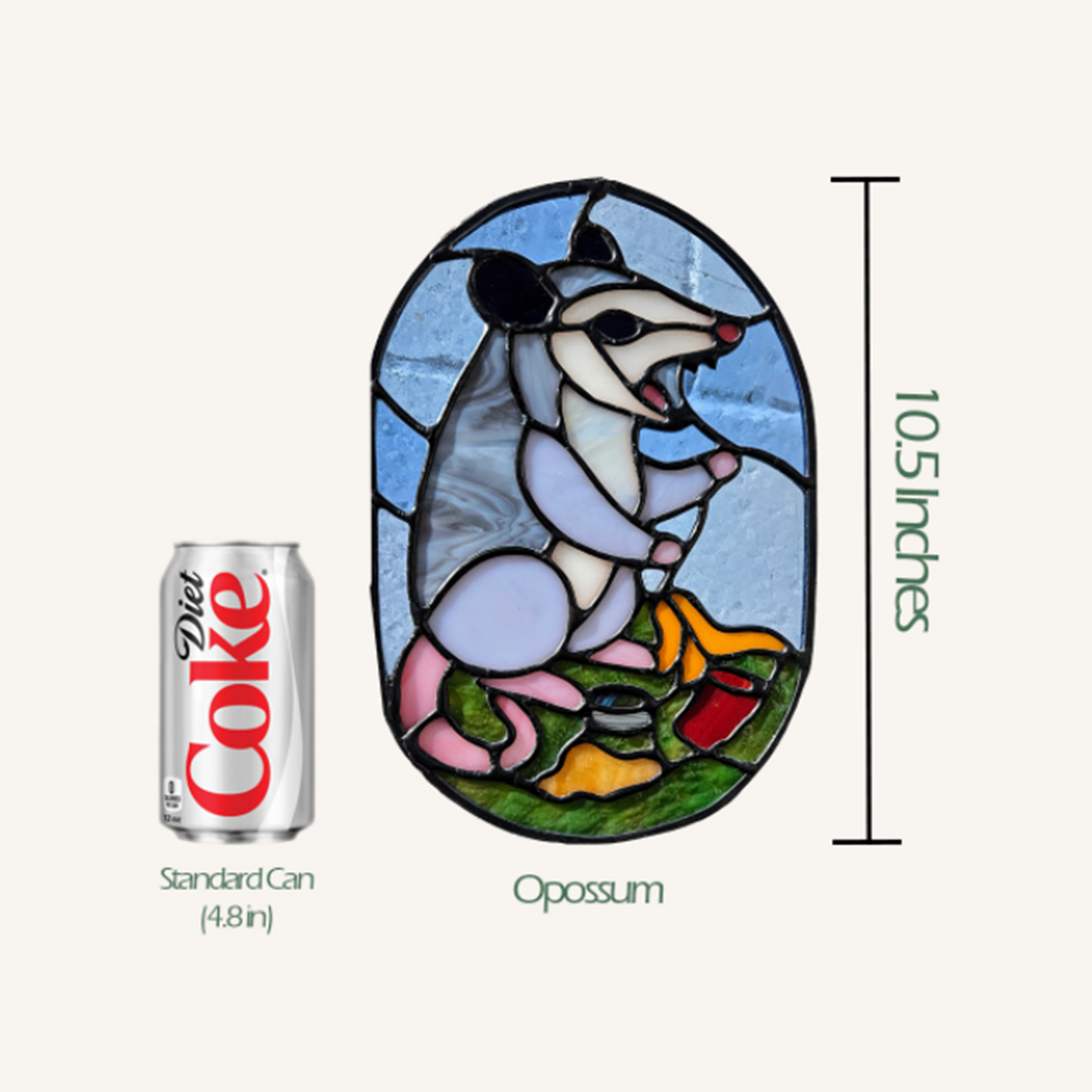 Opossum and Trash Stained Glass