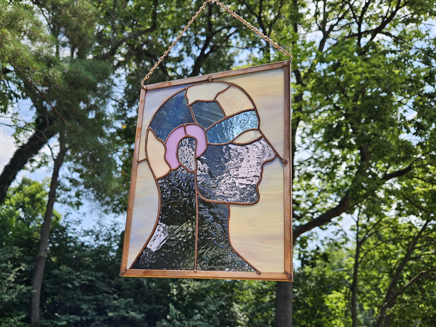 Handmade Stained Glass Panel - Phrenology Head