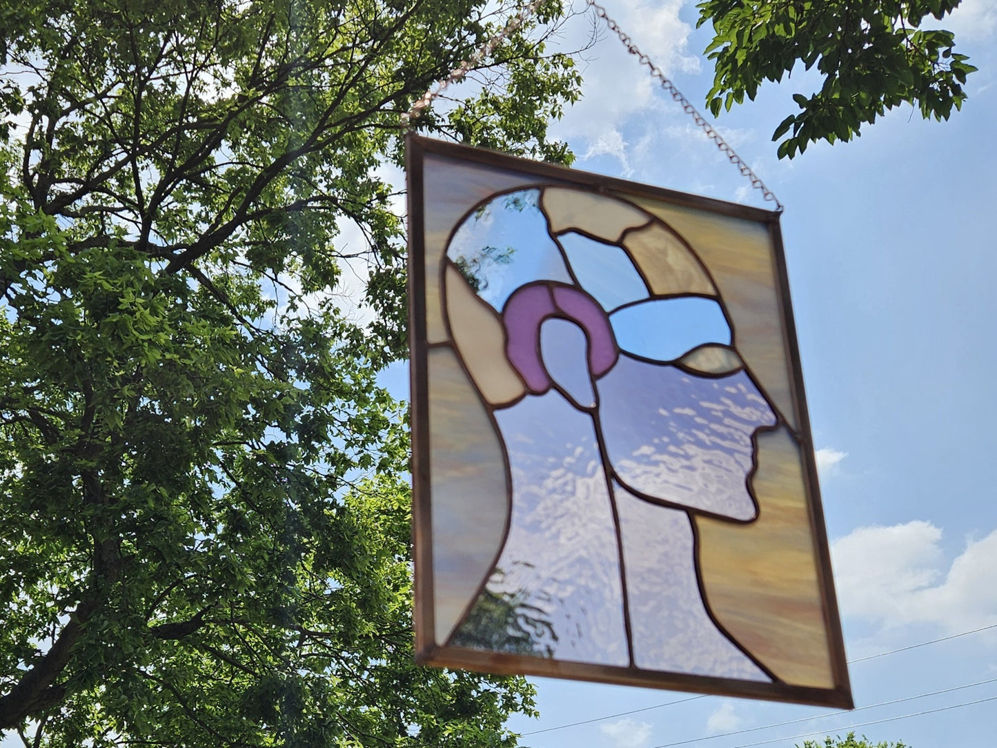 Handmade Stained Glass Panel - Phrenology Head