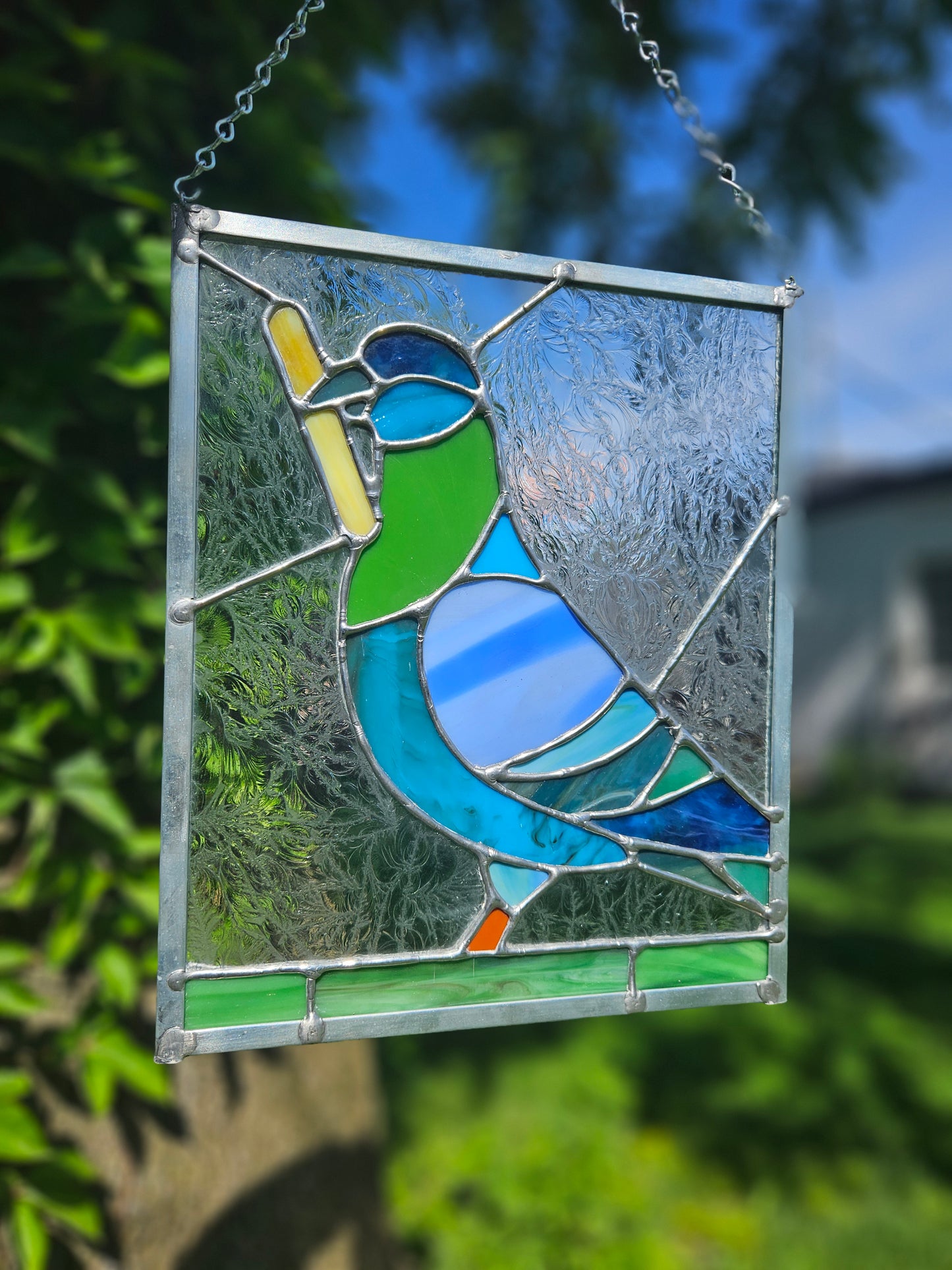 Pigeon With A French Fry Stained Glass Panel