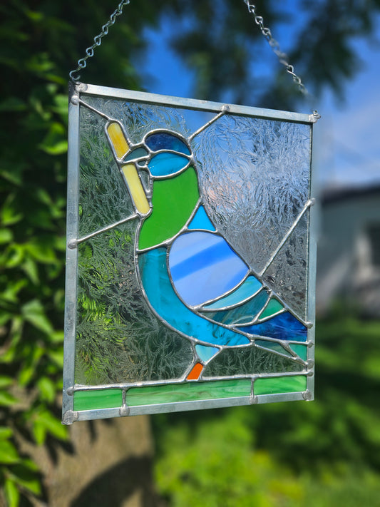 Pigeon With A French Fry Stained Glass Panel