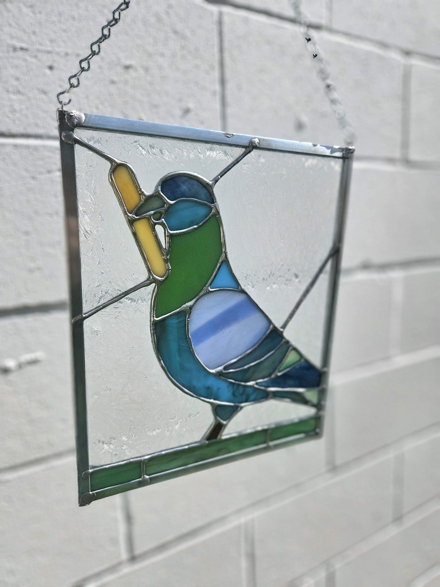 Pigeon With A French Fry Stained Glass Panel