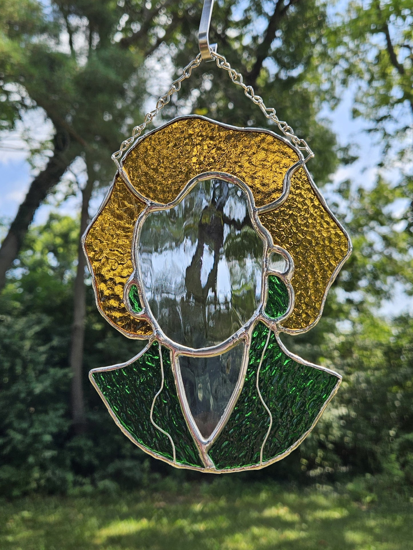 Handmade Stained Glass Suncatcher: Golden Girls Bust, Rose