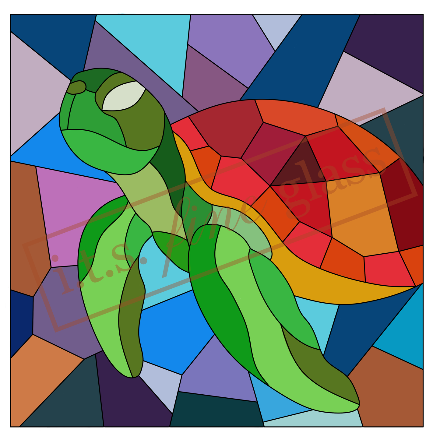 Mosaic Sea Turtle Stained Glass Pattern