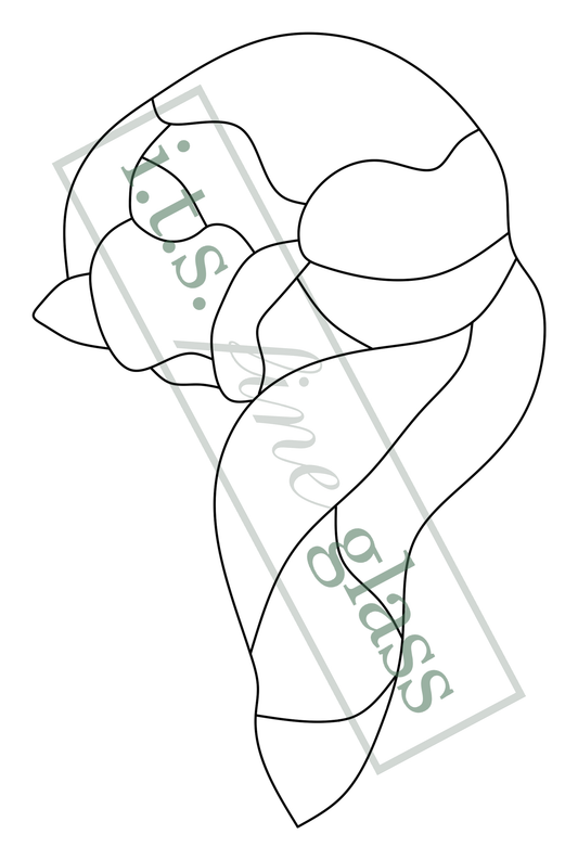 Stained Glass Pattern - Sleeping Fox, Digital Download
