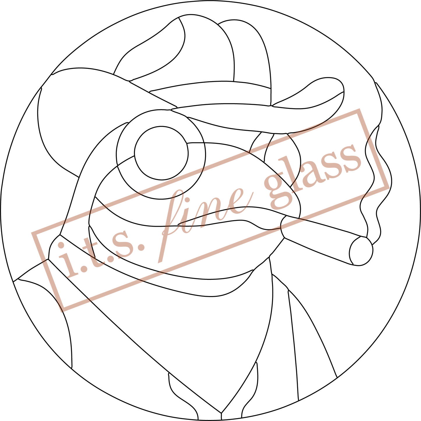 Smoking Cowboy Frog Stained Glass Pattern