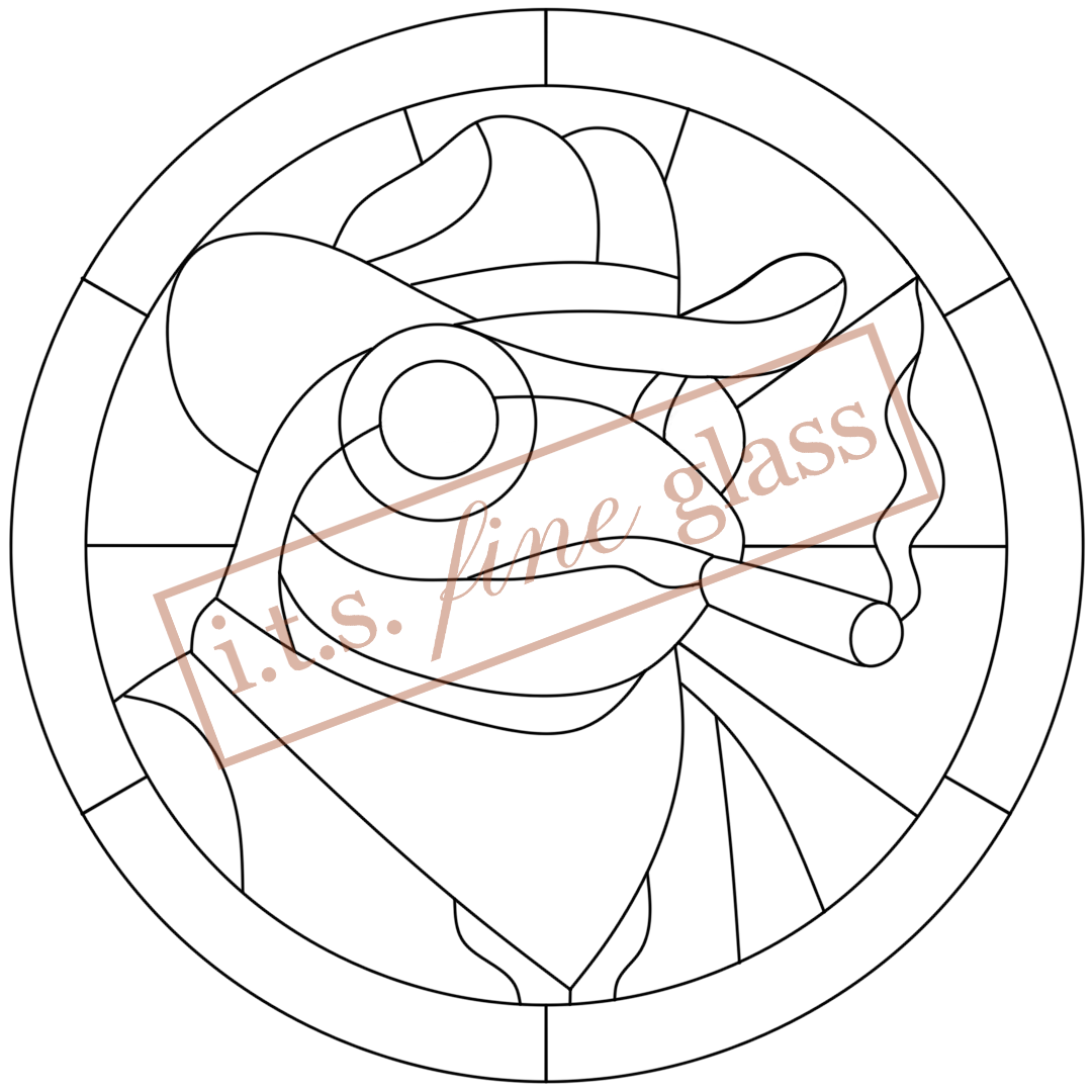 Smoking Cowboy Frog Stained Glass Pattern