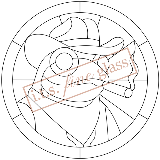 Smoking Cowboy Frog Stained Glass Pattern