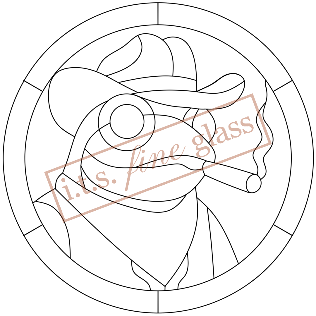 Smoking Cowboy Frog Stained Glass Pattern