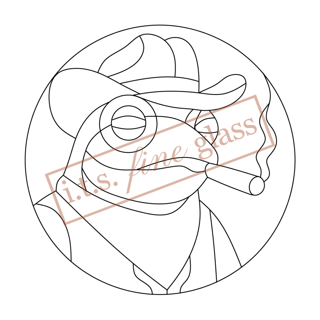 Smoking Cowboy Frog Stained Glass Pattern