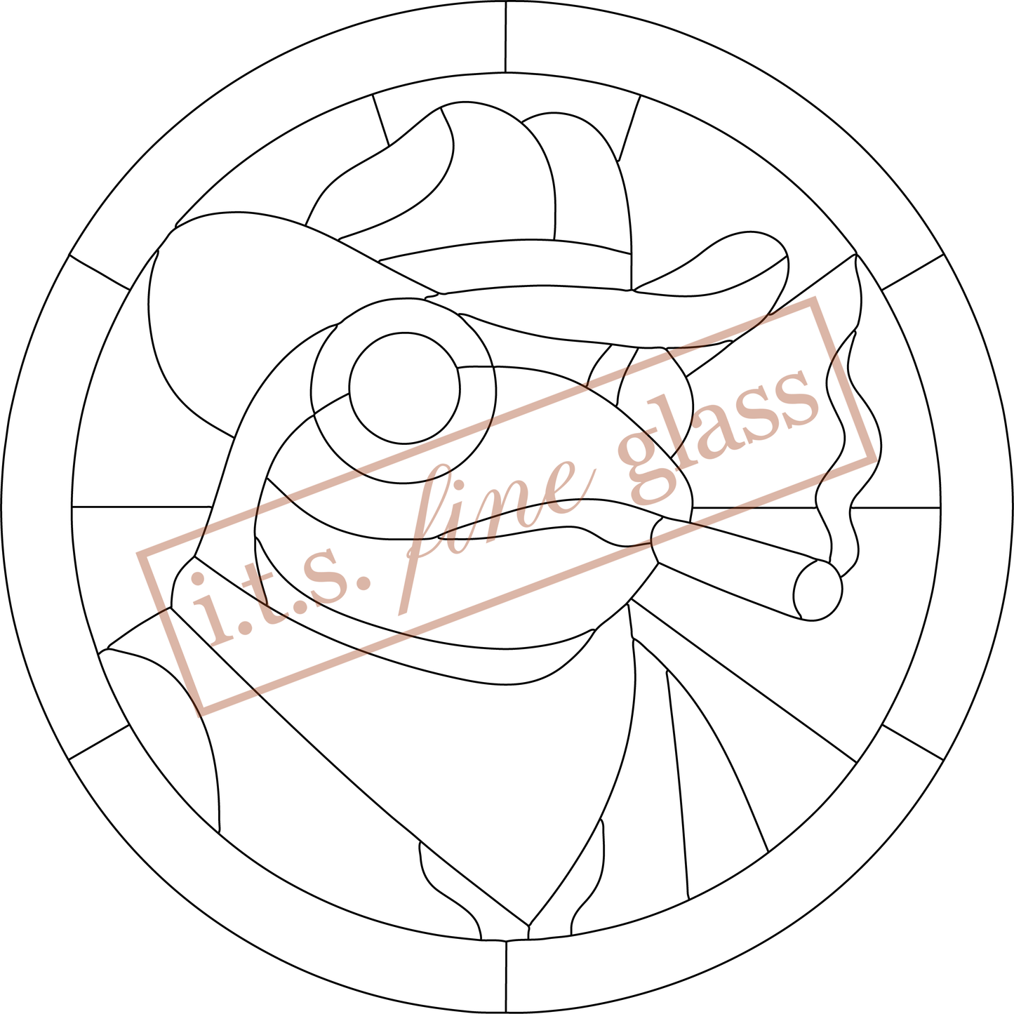 Smoking Cowboy Frog Stained Glass Pattern