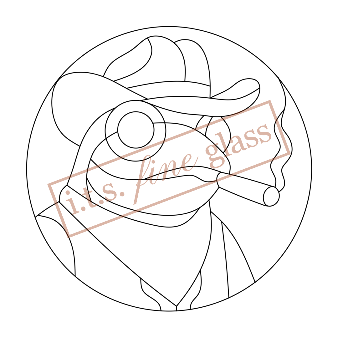Smoking Cowboy Frog Stained Glass Pattern