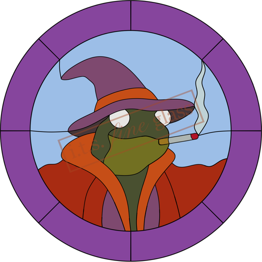 'Lil Smoking Wizard Frog Stained Glass Pattern