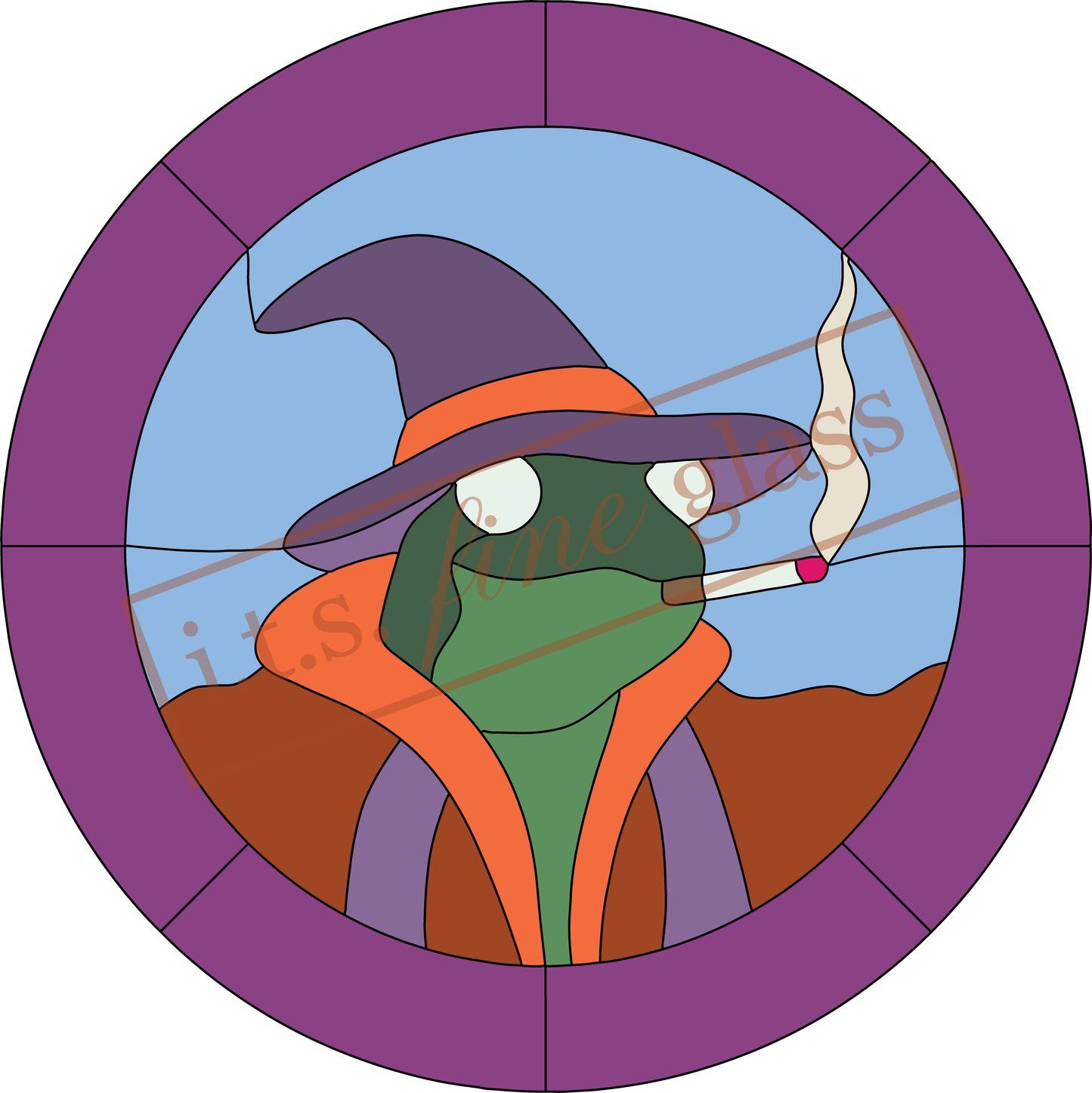 'Lil Smoking Wizard Frog Stained Glass Pattern
