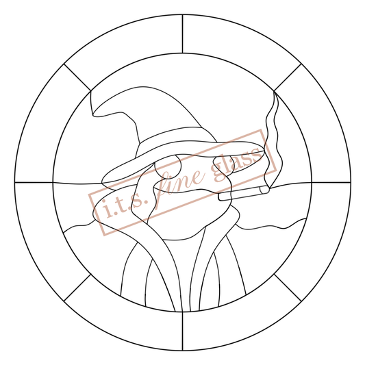 'Lil Smoking Wizard Frog Stained Glass Pattern