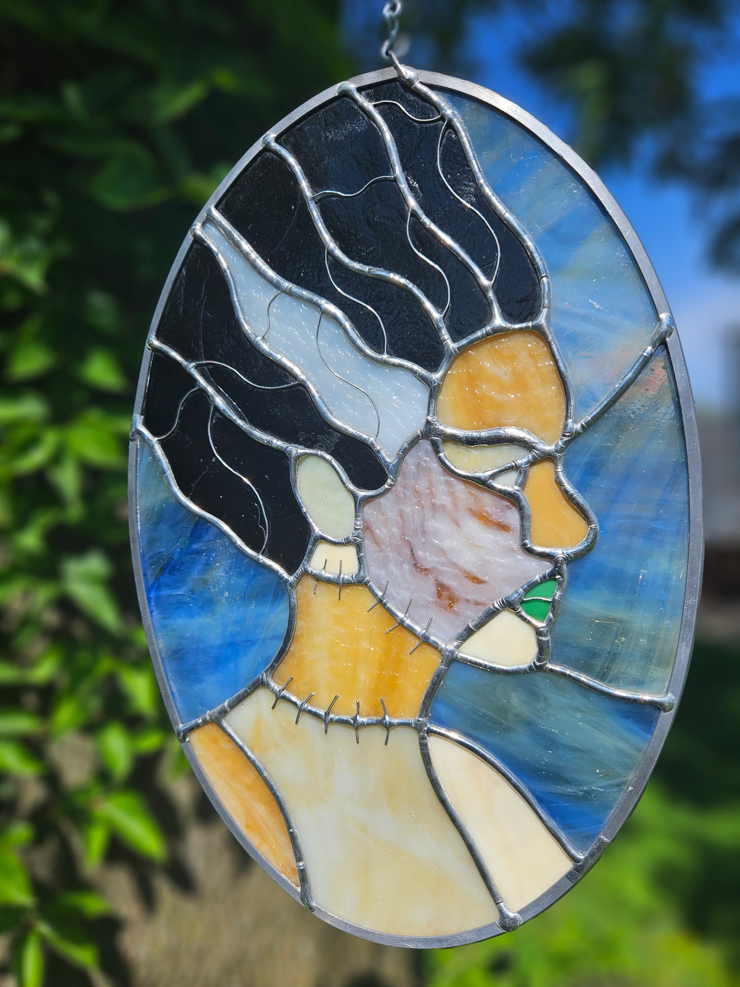 The Bride of Frankenstein Stained Glass Panel