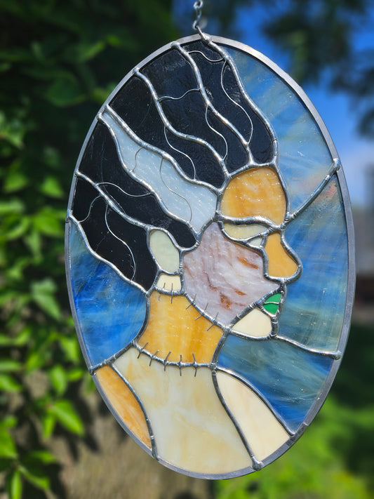 The Bride of Frankenstein Stained Glass Panel