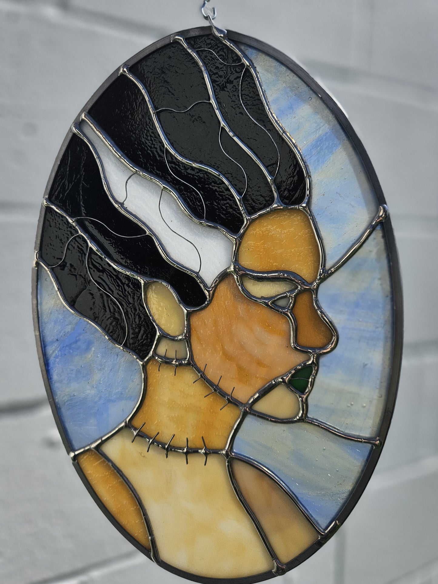 The Bride of Frankenstein Stained Glass Panel