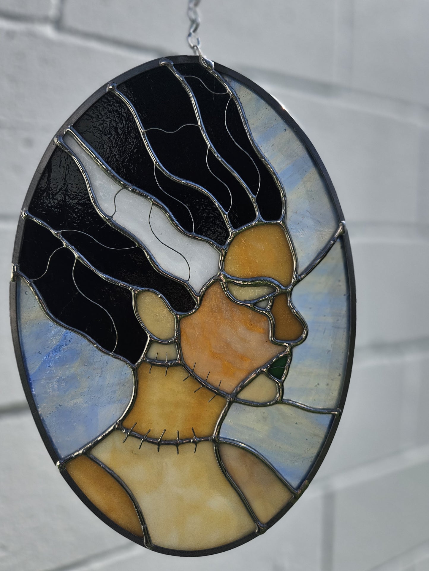 The Bride of Frankenstein Stained Glass Panel