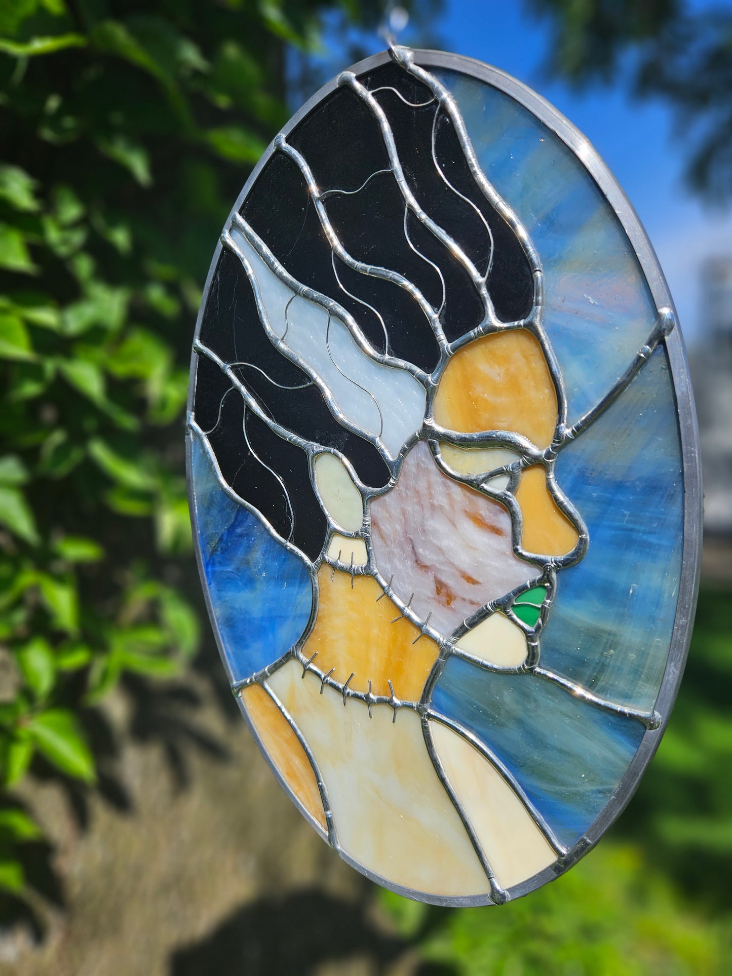 The Bride of Frankenstein Stained Glass Panel