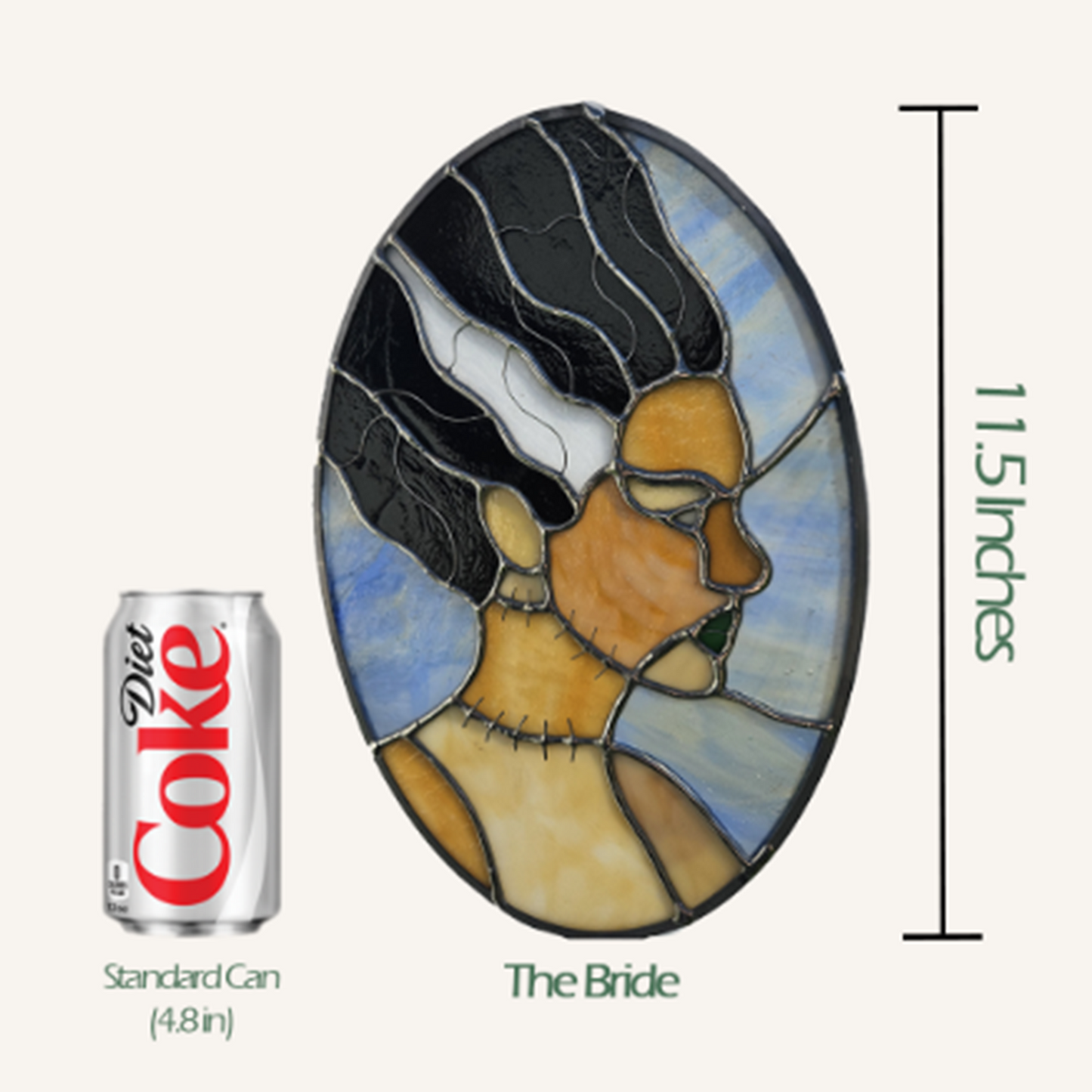 The Bride of Frankenstein Stained Glass Panel