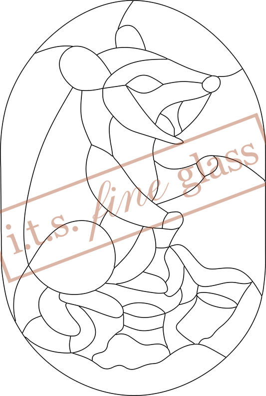 Opossum and Trash Stained Glass Pattern